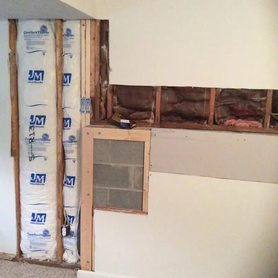 Wall insulation replacement during Basement Flood Cleanup in Bedford